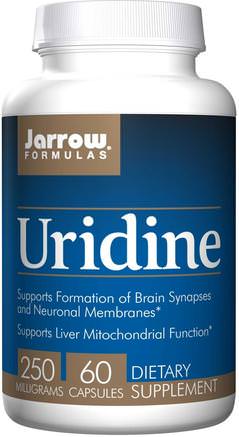 Uridine, 250 mg, 60 Capsules by Jarrow Formulas-Hälsa, Uppmärksamhet Underskott Störning, Lägga Till, Adhd, Hjärna, Lever Stöd