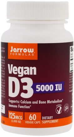 Vegan D3, 5000 IU, 60 Veggie Caps by Jarrow Formulas-Vitaminer, Vitamin D3