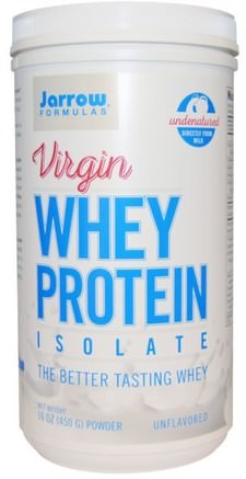 Virgin Whey Protein Isolate, Powder, Unflavored, 16 oz (450 g) by Jarrow Formulas-Kosttillskott, Vassleprotein