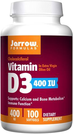 Vitamin D3, 400 IU, 100 Softgels by Jarrow Formulas-Vitaminer, Vitamin D3