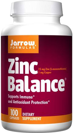 Zinc Balance, 100 Capsules by Jarrow Formulas-Kosttillskott, Mineraler, Zink