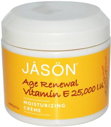 Age Renewal Vitamin E, Moisturizing Creme, 25.000 IU, 4 oz (113 g) by Jason Natural-Hälsa, Hud, Vitamin E Oljekräm, Skönhet, Ansiktsvård, Krämer Lotioner, Serum