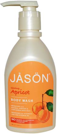Body Wash, Glowing Apricot, 30 fl oz (887 ml) by Jason Natural-Bad, Skönhet, Duschgel