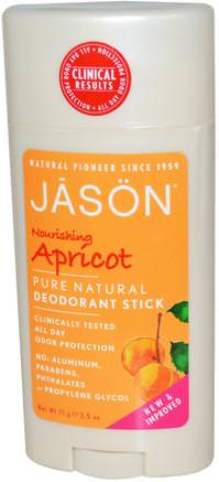 Deodorant Stick, Nourishing Apricot, 2.5 oz (71 g) by Jason Natural-Bad, Skönhet, Deodorant