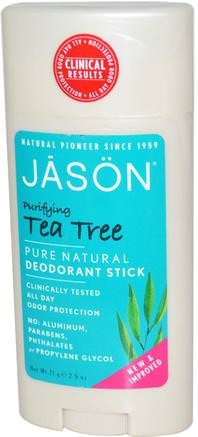 Deodorant Stick, Purifying Tea Tree, 2.5 oz (71 g) by Jason Natural-Bad, Skönhet, Deodorant