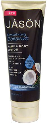 Hand & Body Lotion, Smoothing Coconut, 8 oz (227 g) by Jason Natural-Bad, Skönhet, Body Lotion