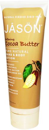 Hand & Body Lotion, Softening Cocoa Butter, 8 oz (227 g) by Jason Natural-Bad, Skönhet, Body Lotion