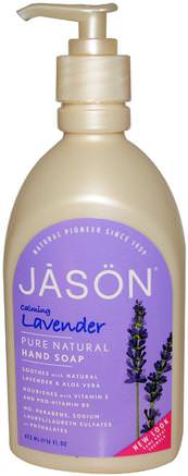 Hand Soap, Calming Lavender, 16 fl oz (473 ml) by Jason Natural-Bad, Skönhet, Tvål