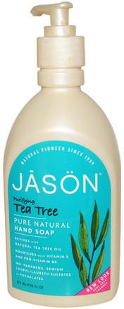 Hand Soap, Purifying Tea Tree, 16 fl oz (473 ml) by Jason Natural-Bad, Skönhet, Tvål, Hälsa, Hud, Teträprodukter