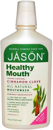 Healthy Mouth, Mouthwash, Tartar Control, Cinnamon Clove, 16 fl oz (473 ml) by Jason Natural-Bad, Skönhet, Muntlig Tandvård, Munvatten