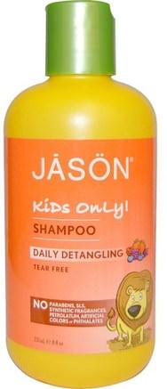 Kids Only!, Shampoo, Daily Detangling, 8 fl oz (237 ml) by Jason Natural-Bad, Skönhet, Schampo, Barnschampo