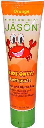 Kids Only!, Toothpaste, Orange, 4.2 oz (119 g) by Jason Natural-Bad, Skönhet, Tandkräm