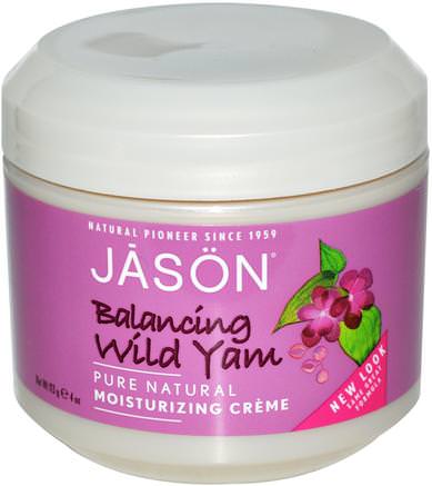 Moisturizing Cream, Balancing Wild Yam, 4 oz (113 g) by Jason Natural-Hälsa, Kvinnor, Vild Yam, Skönhet, Ansiktsvård, Krämer Lotioner, Serum