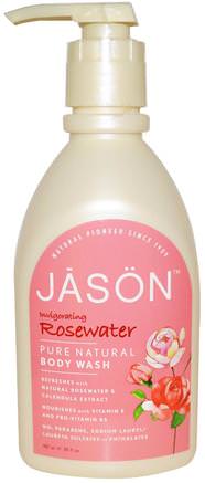 Pure Natural Body Wash, Invigorating Rosewater, 30 fl oz (887 ml) by Jason Natural-Bad, Skönhet, Duschgel