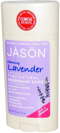 Pure Natural Deodorant Stick, Calming Lavender, 2.5 oz (71 g) by Jason Natural-Bad, Skönhet, Deodoranta Kvinnor