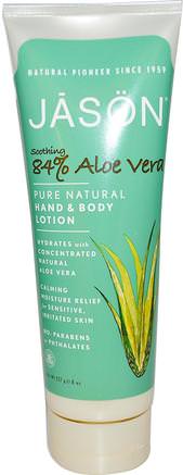 Pure Natural Hand & Body Lotion, Soothing 84% Aloe Vera, 8 oz (227 g) by Jason Natural-Bad, Skönhet, Body Lotion, Aloe Vera Lotion Kräm Gel