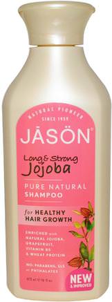Pure Natural Shampoo, Long & Strong Jojoba, 16 fl oz (473 ml) by Jason Natural-Bad, Skönhet, Schampo, Hår, Hårbotten, Balsam