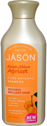 Pure Natural Shampoo, Super Shine Apricot, 16 fl oz (473 ml) by Jason Natural-Bad, Skönhet, Schampo, Hår, Hårbotten, Balsam