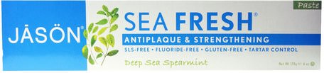 Sea Fresh, Antiplaque & Strengthening Paste, Deep Sea Spearmint, 6 oz (170 g) by Jason Natural-Bad, Skönhet, Tandkräm, Oral Tandvård, Tandblekning