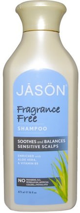 Shampoo, Fragrance Free, 16 fl oz (473 ml) by Jason Natural-Bad, Skönhet, Schampo, Hår, Hårbotten, Balsam