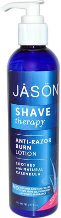 Shave Therapy, Anti-Razor Burn Lotion, 8 oz (227 g) by Jason Natural-Bad, Skönhet, Barberkräm