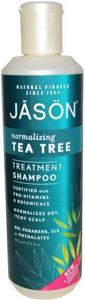 Treatment Shampoo, Normalizing Tea Tree, 17.5 fl oz (517 ml) by Jason Natural-Bad, Skönhet, Hår, Hårbotten, Schampo