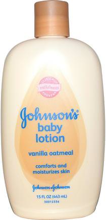 Baby Lotion, Vanilla Oatmeal, 15 fl oz (443 ml) by Johnsons Baby-Bad, Skönhet, Body Lotion, Baby Lotion