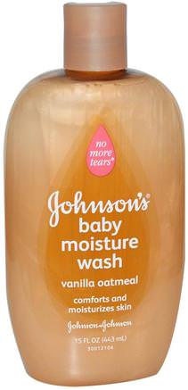 Baby Moisture Wash, Vanilla Oatmeal, 15 fl oz (443 ml) by Johnsons Baby-Bad, Skönhet, Duschgel, Barn Kroppsvask, Barn Duschgel