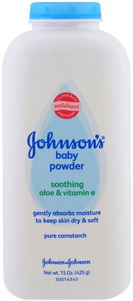 Baby Powder, Soothing Aloe & Vitamin E, 15 oz (425 g) by Johnsons Baby-Barns Hälsa, Diapering, Babypulveroljor