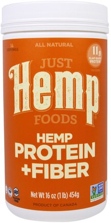 Hemp Protein + Fiber, 16 oz (454 g) by Just Hemp Foods-Kosttillskott, Efa Omega 3 6 9 (Epa Dha), Hampprodukter, Hampproteinpulver