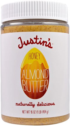 Honey Almond Butter, 16 oz (454 g) by Justins Nut Butter-Justins Nut Butter, Mat, Mandel Smör