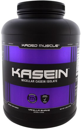 Kasein, Micellar Casein Isolate, Vanilla Shake, 4 lbs (1.8 kg) by Kaged Muscle-Kosttillskott, Protein, Muskel