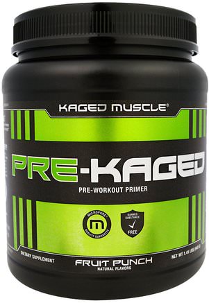 Pre-Kaged, Pre-Workout Primer, Fruit Punch, 1.41 lbs (640 g) by Kaged Muscle-Sport, Träning, Muskel