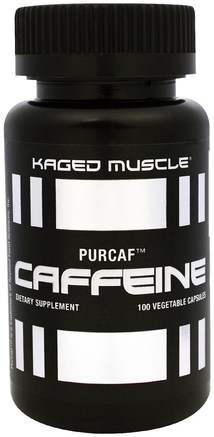 PurCaf, Caffeine, 100 Veggie Caps by Kaged Muscle-Hälsa, Energi