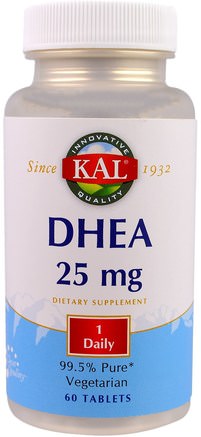 DHEA, 25 mg, 60 Tablets by KAL-Kosttillskott, Dhea