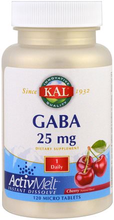 GABA, Cherry, 25 mg, 120 Micro Tablets by KAL-Kosttillskott, Gaba (Gamma Aminosmörsyra)