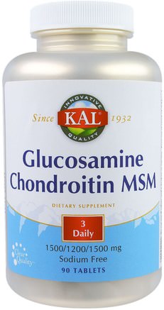 Glucosamine Chondroitin MSM, Sodium Free, 90 Tablets by KAL-Kosttillskott, Glukosamin