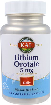 Lithium Orotate, 5 mg, 60 Veggie Caps by KAL-Kosttillskott, Litiumorotat
