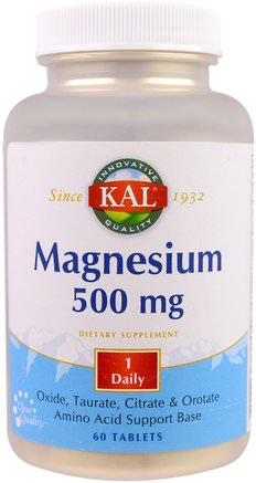 Magnesium, 500 mg, 60 Tablets by KAL-Kosttillskott, Mineraler, Magnesium