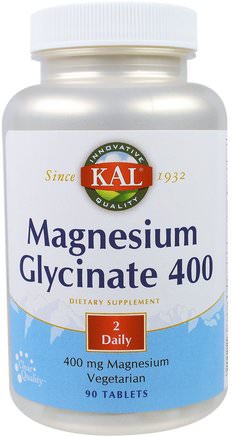 Magnesium Glycinate 400, 400 mg, 90 Tablets by KAL-Kosttillskott, Mineraler, Magnesiumglycinat
