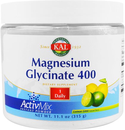 Magnesium Glycinate 400, Lemon Lime, 11.1 oz (315 g) by KAL-Kosttillskott, Mineraler, Magnesiumglycinat