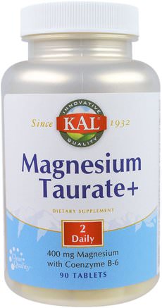 Magnesium Taurate+, 400 mg, 90 Tablets by KAL-Kosttillskott, Mineraler, Magnesium