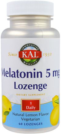 Melatonin Lozenge, Natural Lemon Flavor, 5 mg, 60 Lozenges by KAL-Sverige