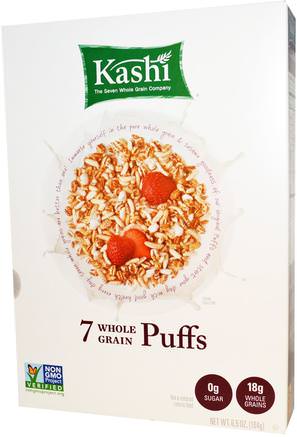 7 Whole Grain Puffs, 6.5 oz (184 g) by Kashi-Mat, Mat, Spannmål, Helkornspannmål