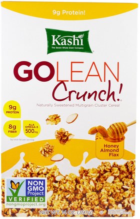 GoLean Crunch! Honey Almond Flax Cereal, 14 oz (397 g) by Kashi-Mat, Mat, Spannmål