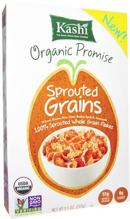 Organic Sprouted Grains, Cereal, 9.5 oz (269 g) by Kashi-Mat, Mat, Spannmål