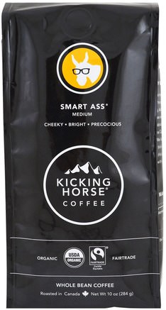 Smart Ass, Medium, Whole Bean Coffee, 10 oz (284 g) by Kicking Horse-Mat, Kaffe, Malet Kaffe Te Och Drycker