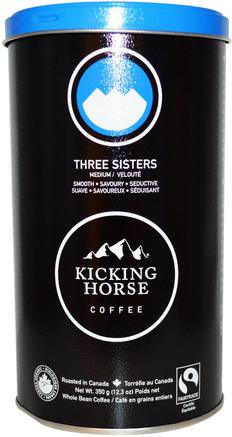 Three Sisters, Medium, Whole Bean Coffee, 12.3 oz (350 g) by Kicking Horse-Mat, Kaffe, Helböna Kaffe, Keto Vänlig