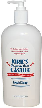 Castile Liquid Soap, Original Coco, 16 fl oz (473 ml) by Kirks-Bad, Skönhet, Tvål, Castilåtvål