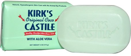 Original Coco Castile Bar Soap, with Aloe Vera, 4 oz (113 g) by Kirks-Bad, Skönhet, Tvål